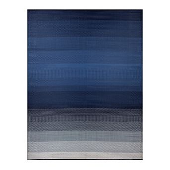 World Rug Gallery Contemporary Stripe Shade Geometric Reversible Outdoor Rugs