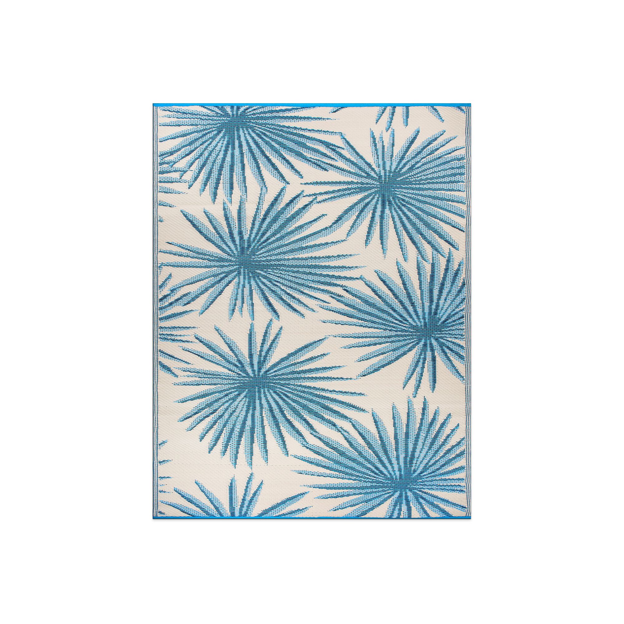 World Rug Gallery Floral Tropical Reversible Outdoor Rugs, Blue