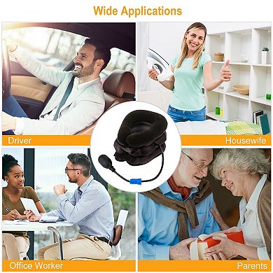 Inflatable Cervical Traction Pillow - Black - Neck Support & Pain Relief