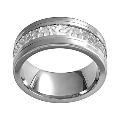 STI by Spectore Titanium and Sterling Silver Textured Band - Men