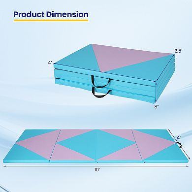 4-panel Pu Leather Folding Exercise Gym Mat With Hook And Loop Fasteners