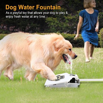 White, Outdoor Dog Water Fountain - Step-on Activated Sprinkler For Pet Water Dispensing
