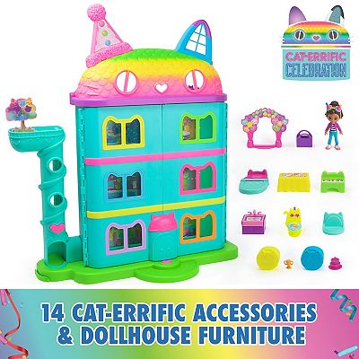 Gabby's Dollhouse 15-Piece Rainbow Celebration Dollhouse