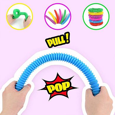 Zummy 6 Packs Colorful Diy Fidget Pop Tube Toys For Kids, 27 Inches Stretched Tube