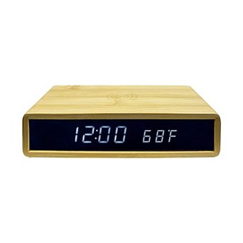 Wooden Charging Station With Led Clock