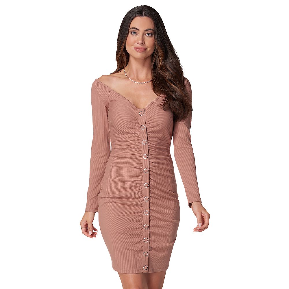 Women's bebe Snap Rib Knit Jersey Dress