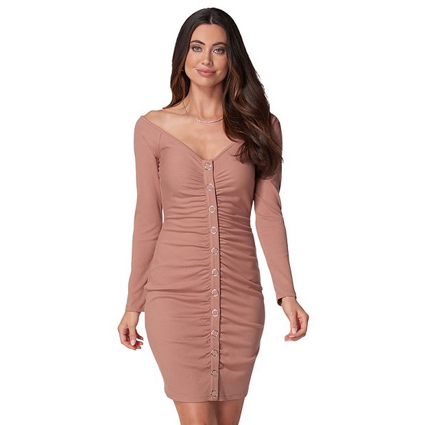 Women's bebe Snap Rib Knit Jersey Dress