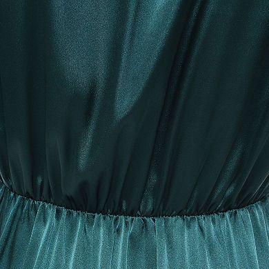 Women's Tash + Sophie Long Sleeve Satin Twist Front Maxi Dress