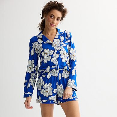 Women's Draper James 2-Piece Cozy Long Sleeve Pajama Top and Pajama Shorts Set