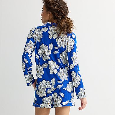 Women's Draper James 2-Piece Cozy Long Sleeve Pajama Top and Pajama Shorts Set