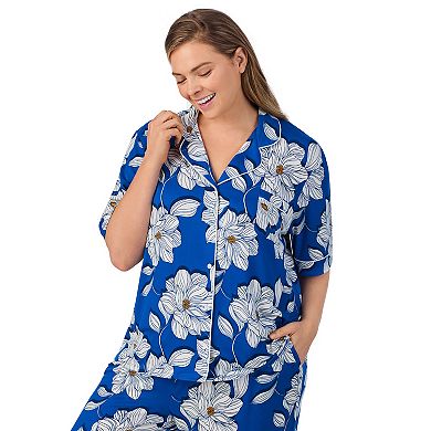 Plus Size Draper James 2-Piece Cozy Elbow Sleeve Notch Pajama Top and Pajama Pants Set