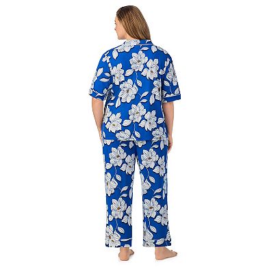 Plus Size Draper James 2-Piece Cozy Elbow Sleeve Notch Pajama Top and Pajama Pants Set