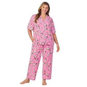 Plus Size Draper James 2 pc Cozy Elbow Sleeve Notch Pajama Top and Pajama Pants Set