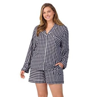 Plus Size Draper James Long Sleeve Button Front Pajama Shirt & Pajama Short Set