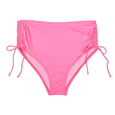 Juniors' Ninety-Nine° Cinched High Waist Cheeky Swim Bottoms