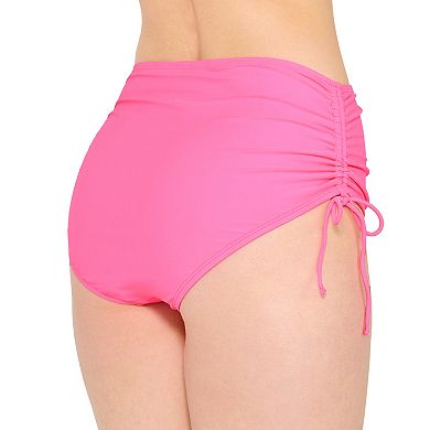 Juniors' Ninety-Nine° Cinched High Waist Cheeky Swim Bottoms