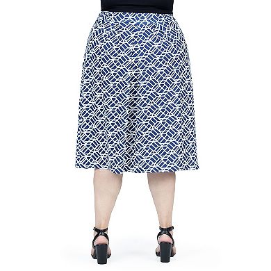 Plus Size 24Seven Comfort Pleated Knee Length Pocket Skirt