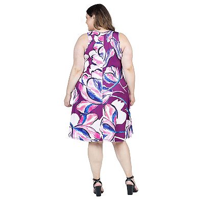 Plus Size 24Seven Comfort Apparel Printed Swing Dress