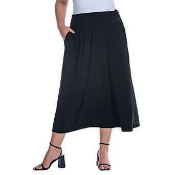Plus Size 24Seven Comfort Apparel Foldover Maxi Skirt With Pockets