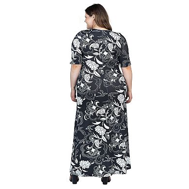 Plus Size 24Seven Comfort Elbow Sleeve Casual A Line Maxi Dress