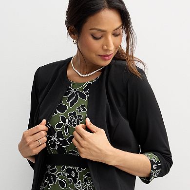 Women's Sandra Darren 2-pc. Knit Jacket & Floral Dress Set