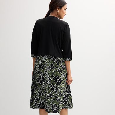 Women's Sandra Darren 2-pc. Knit Jacket & Floral Dress Set