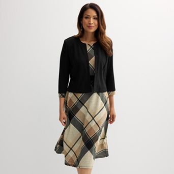 Women's Sandra Darren 2 pc Knit Jacket & Floral Dress Set