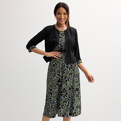 Women's Sandra Darren 2-pc. Knit Jacket & Floral Dress Set