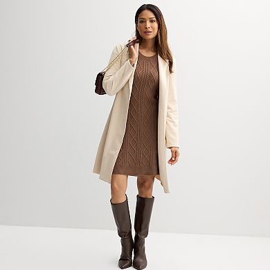 Women's Sandra Darren Cabled Puff Sleeve Sweater Dress