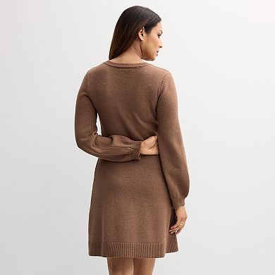 Women's Sandra Darren Cabled Puff Sleeve Sweater Dress