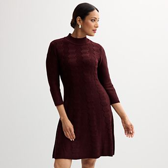 Women's Sandra Darren Mockneck Fit & Flare Sweater Dress