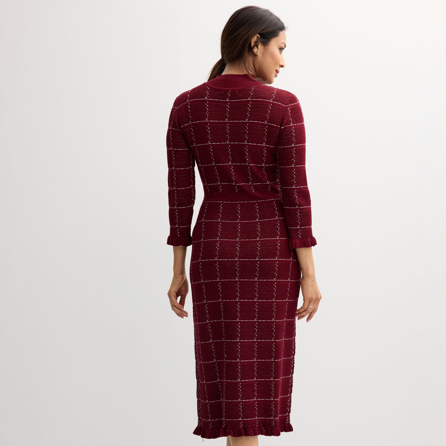 Women's Sandra Darren Mockneck Button Front Sweater Dress