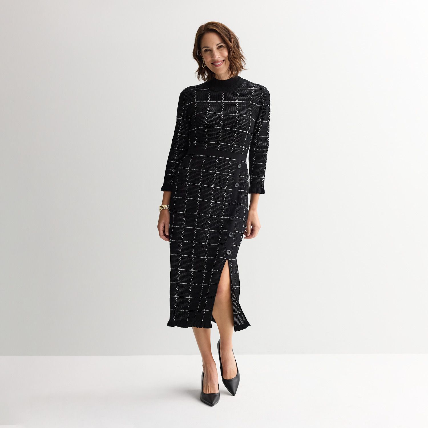 Женские платья Sandra Darren Mockneck Button Front Sweater Dress