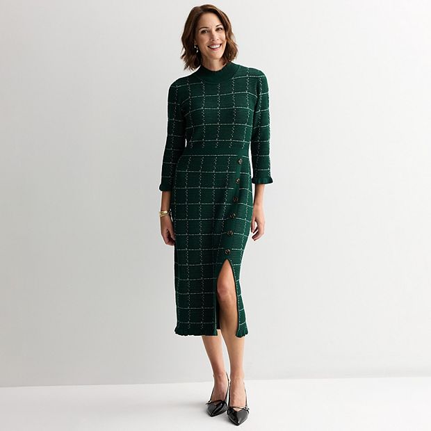 Women's Sandra Darren Mockneck Button Front Sweater Dress