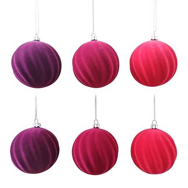 St. Nicholas Square® 6-pc. Flocked Plastic Bauble Christmas Ornament Set - Red