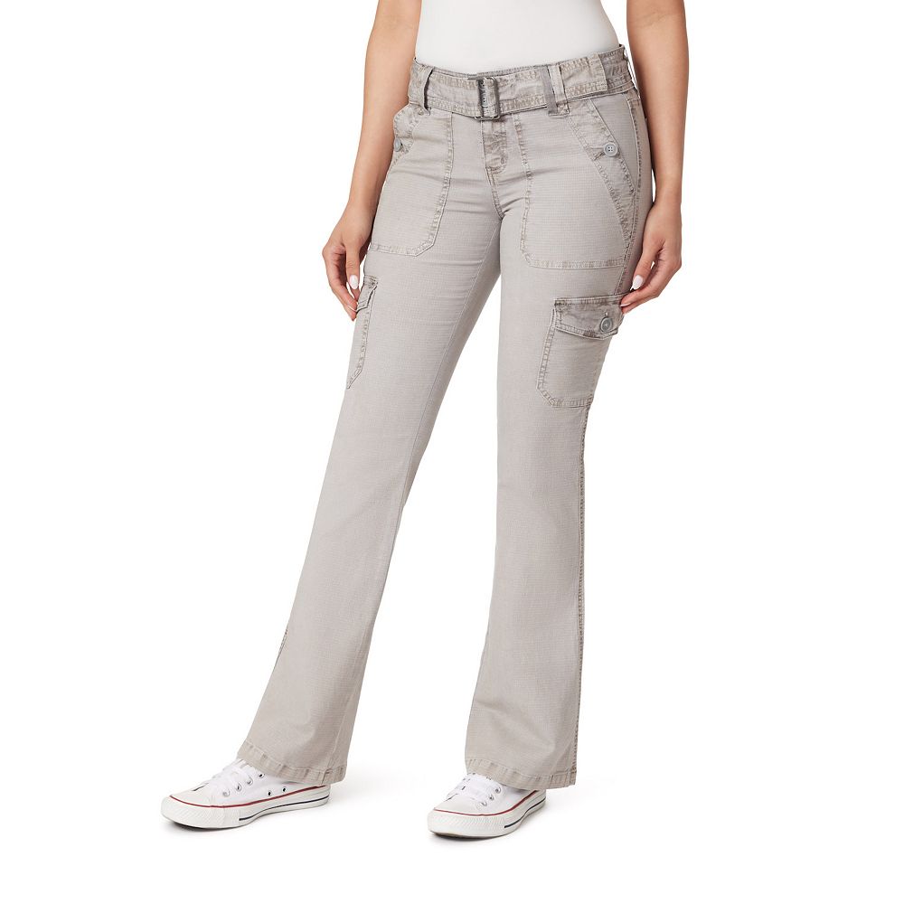Streetwear Women Buckle Strap Flared Cargo Pants