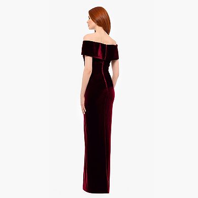 Women's X Evenings Long Off The Shoulder Velvet Evening Gown