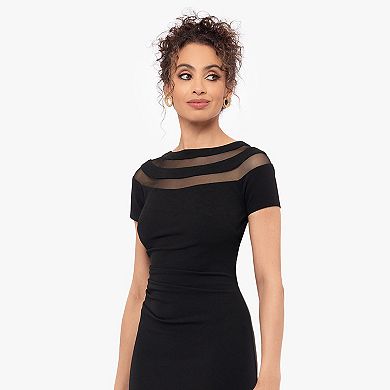 Women's X Evenings Long Scuba Crepe Short Sleeve Evening Gown