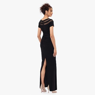 Women's X Evenings Long Scuba Crepe Short Sleeve Evening Gown