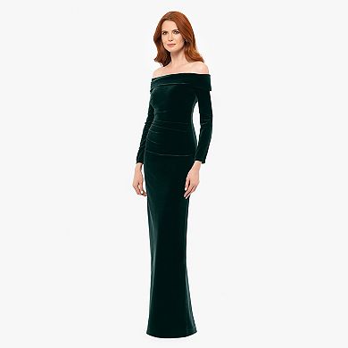Women's X Evenings Long Velvet Off The Shoulder Evening Gown