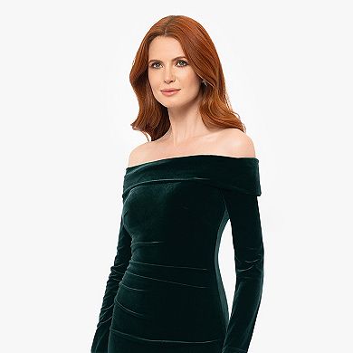 Women's X Evenings Long Velvet Off The Shoulder Evening Gown