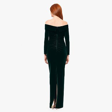 Women's X Evenings Long Velvet Off The Shoulder Evening Gown
