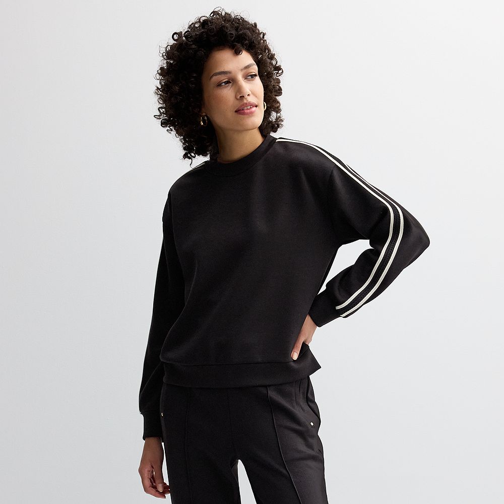 Striped Color Contrast Dropped Shoulder Long Sleeve Top main image 0