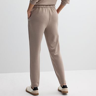 Modal Scuba Luxe Straight Pants with Satin Trim in Black