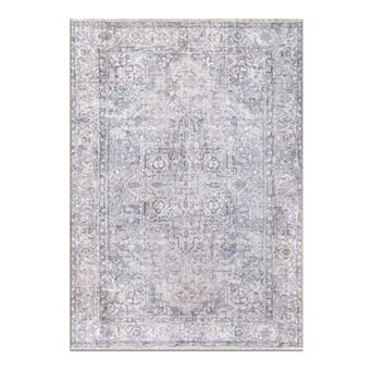 World Rug Gallery Distressed Medallion Machine Washable Area Rug