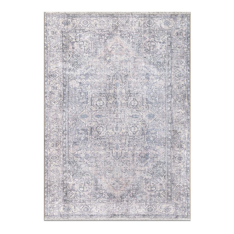 World Rug Gallery Transitional Distressed Vintage Machine Washable Indoor Area Rug- BLUE 5  X 7