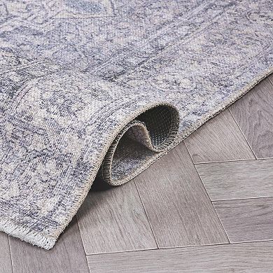 World Rug Gallery Distressed Medallion Machine Washable Area Rug