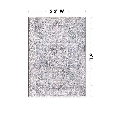 World Rug Gallery Distressed Medallion Machine Washable Area Rug