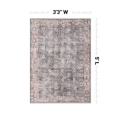 World Rug Gallery Vintage Inspired Bordered Machine Washable Area Rug