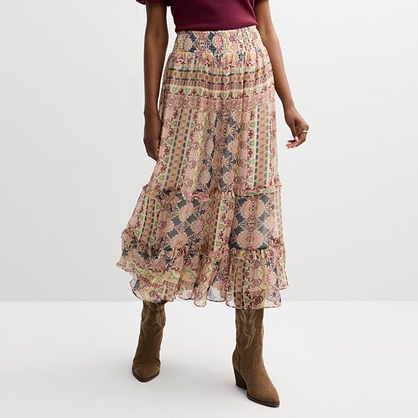 3-Tiered 'Party' Skirt with Smocked Waistband